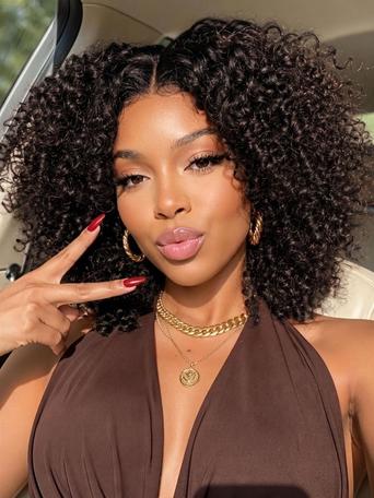 UNice EasiContour™ V Part Afro Kinky Curly with Finger Coil Ends Glueless Wig 100% Human Hair