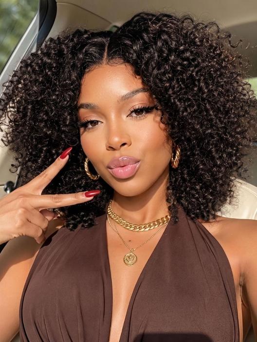 UNice EasiContour™ V Part Afro Kinky Curly with Finger Coil Ends Glueless Wig 100% Human Hair
