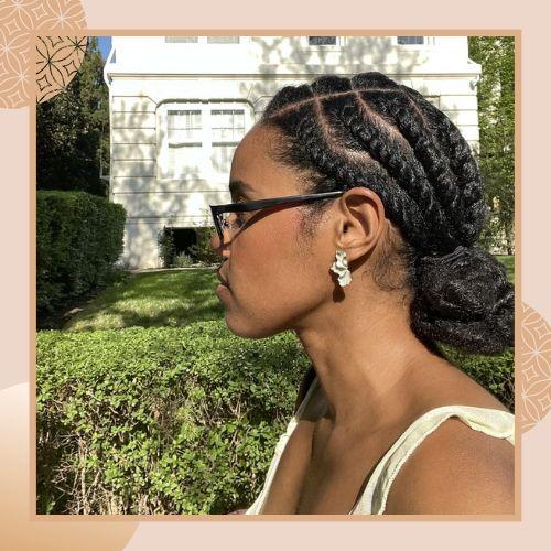 Sleek flat twists protective hairstyle braided along the scalp