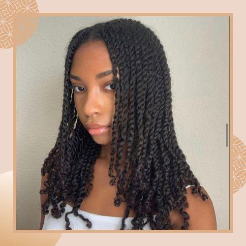 Classic medium two-strand twists protective hairstyle on black hair