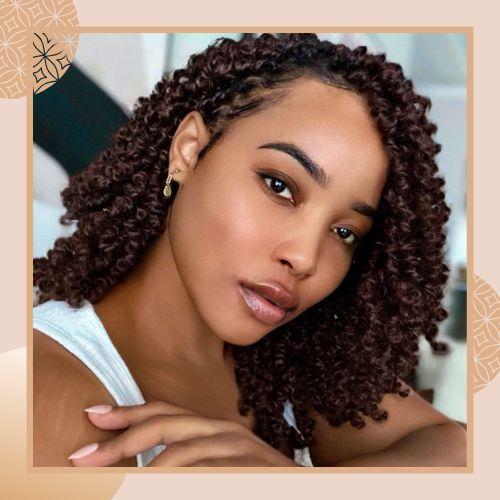 Short bouncy spring twists hairstyle in a shoulder-length bob