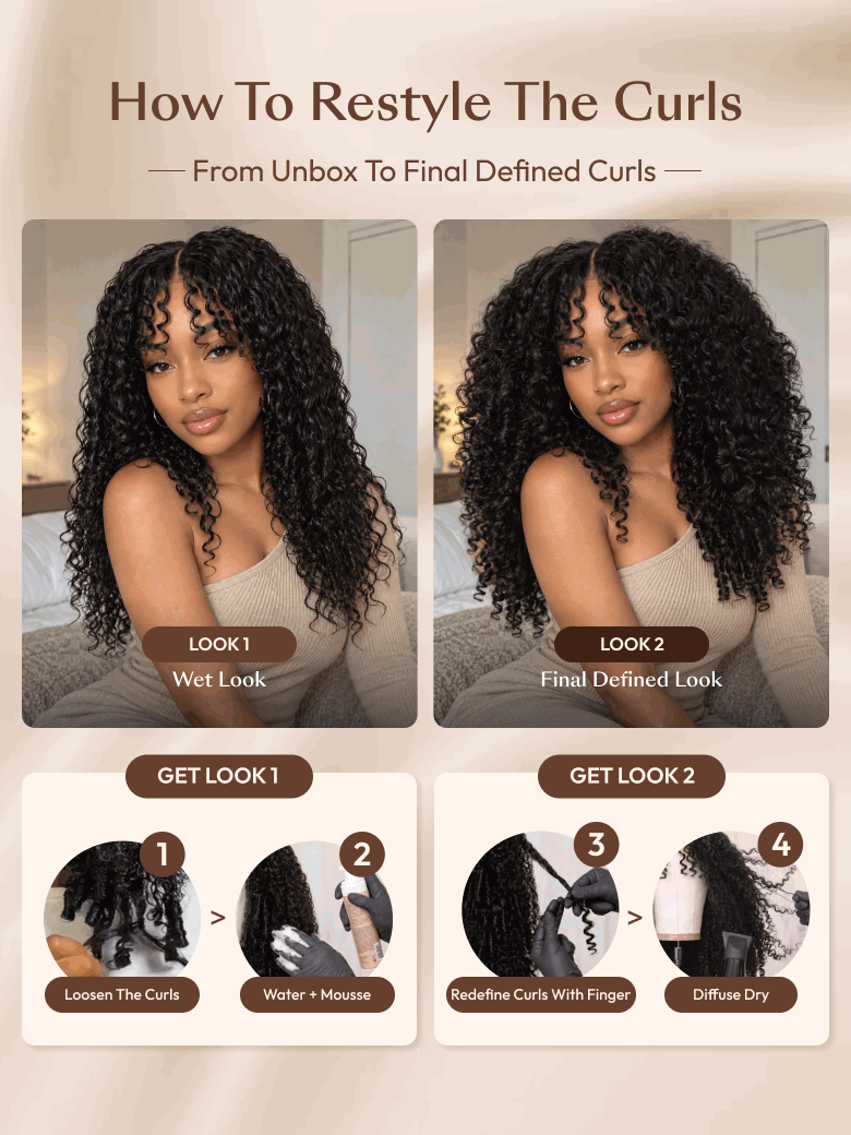 UNice Burmese Curly Wig With Finger Curly Ends Bye-Bye Slip™ 7×5 Lace Closure Glueless Glam-Ready Defined Finger Curl Ends Soft Natural Volume