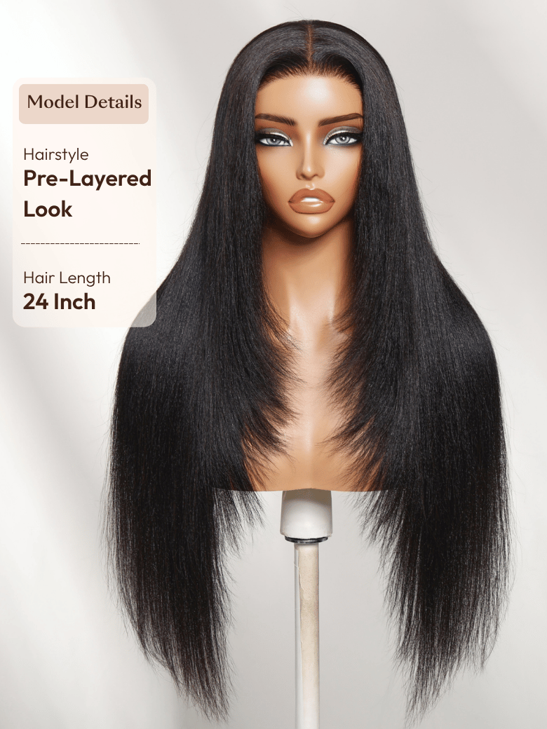 UNice Yaki Straight Bye-Bye Slip™ Glueless Natural-Looking Human Hair Wig with Flexible Drawstring