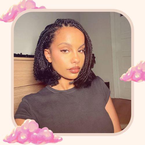 Classic chin-length bob box braids protective hairstyle