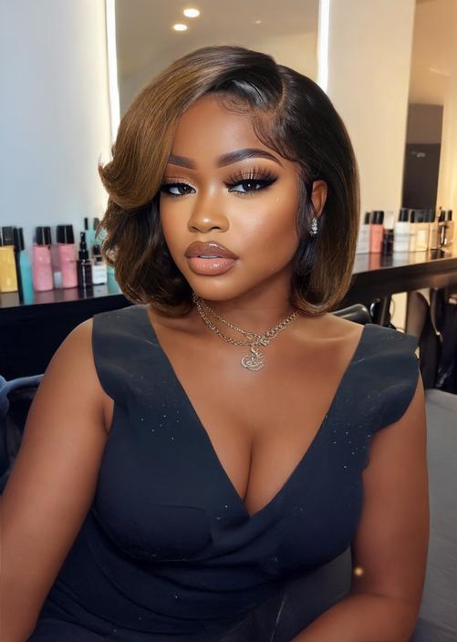 UNice 7x5 Bye Bye Slip™ Glueless Lace Black Yaki & Pre Layered Yaki Bob Bleached Knots Drawstring Wig