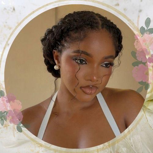 Elegant braided crown halo braid bridal hairstyle for black women