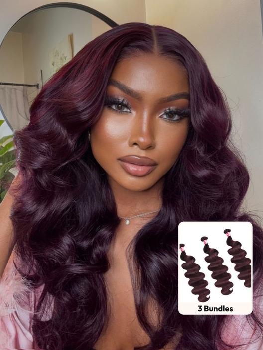 UNice Black Cherry 3 Pcs Body Wave Quality Human Hair Bundles Easy-to-Blend