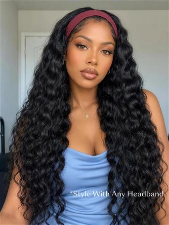 UNice Water Wave 2-in-1 Switch™ Breathable Headband & Half Wig with Flexible Drawstring