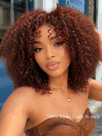 UNice Reddish Brown Curly Bye-Bye Slip™ Ready-to-Wear Glueless Human Hair Wig