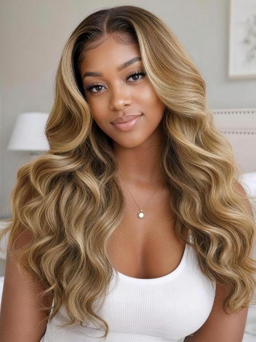 UNice Honey Blonde Balayage Body Wave Bye-Bye Slip™ 7x5 Lace Glueless Human Hair Wig