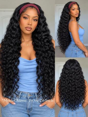 UNice Water Wave 2-in-1 Switch™ Breathable Headband & Half Wig with Flexible Drawstring