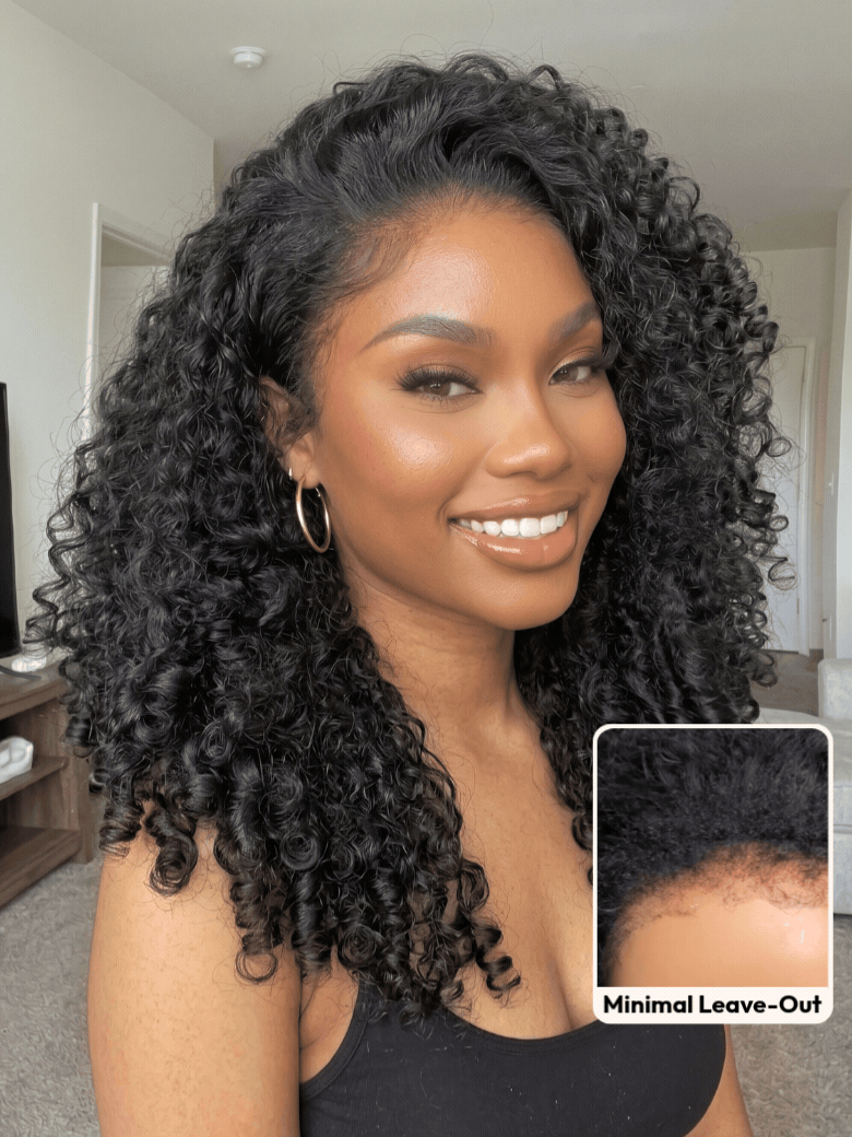 UNice Half Wig MeltLine™ Burmese Curly with Finger Coily Ends Beginner Friendly with Flexi-Fit Drawstring