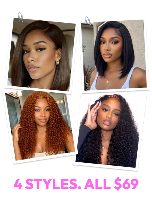 A model displays the UNice Bye Bye Slip 7x5 Lace Glueless Dark Chocolate Brown Side Part Yaki Straight wig, showing a model wearing a wig with long hair and straight.