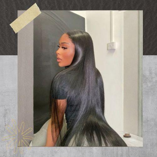Sleek middle part buss down wig black hairstyles for long hair