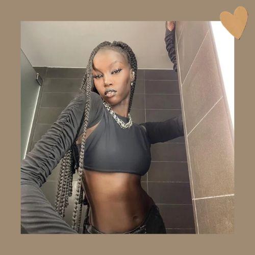 Anok Yai wearing stylish box braids