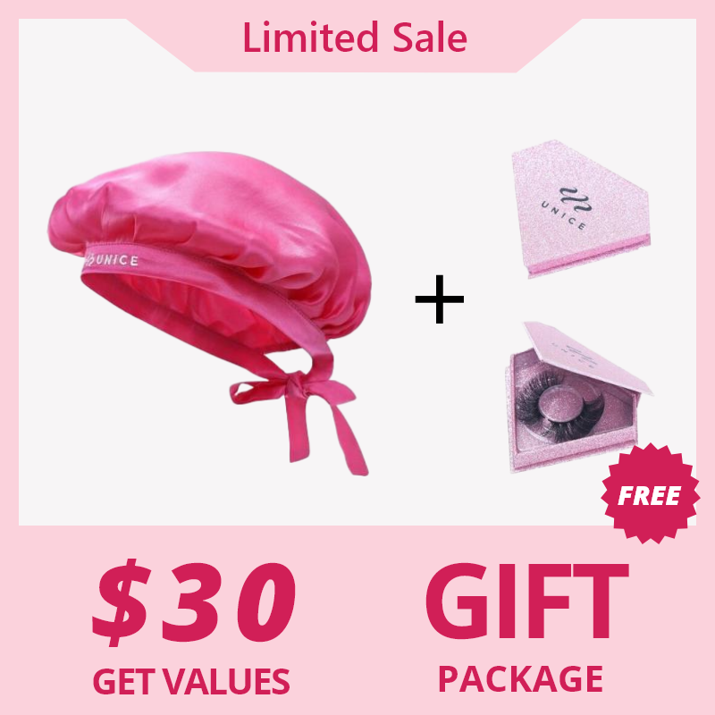 Unice Facebook Special Offer 2 Free Gifts Package Silk Sleep Cap 3D Mink Fur False Eyelashes Values