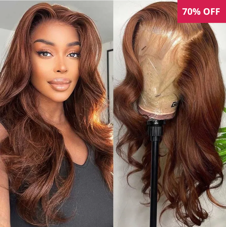 UNice Light Brown Color Long Straight Lace Front Middle Part Wigs 150 Density