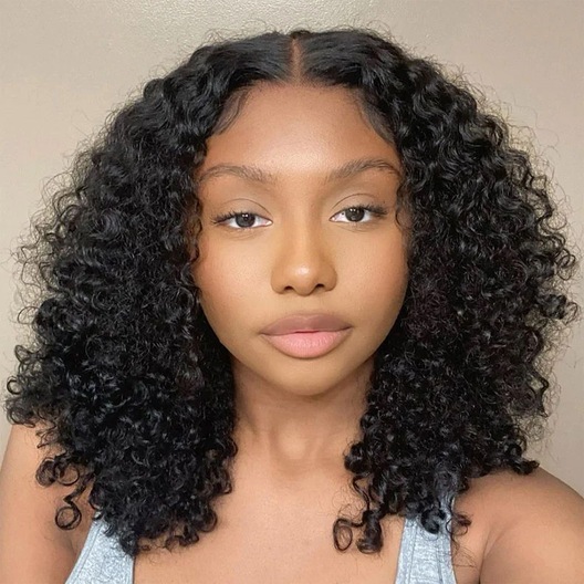 10 Inch Glueless Natural Bouncy Jerry Curls 5x5 HD Melting Lace Closure Wig