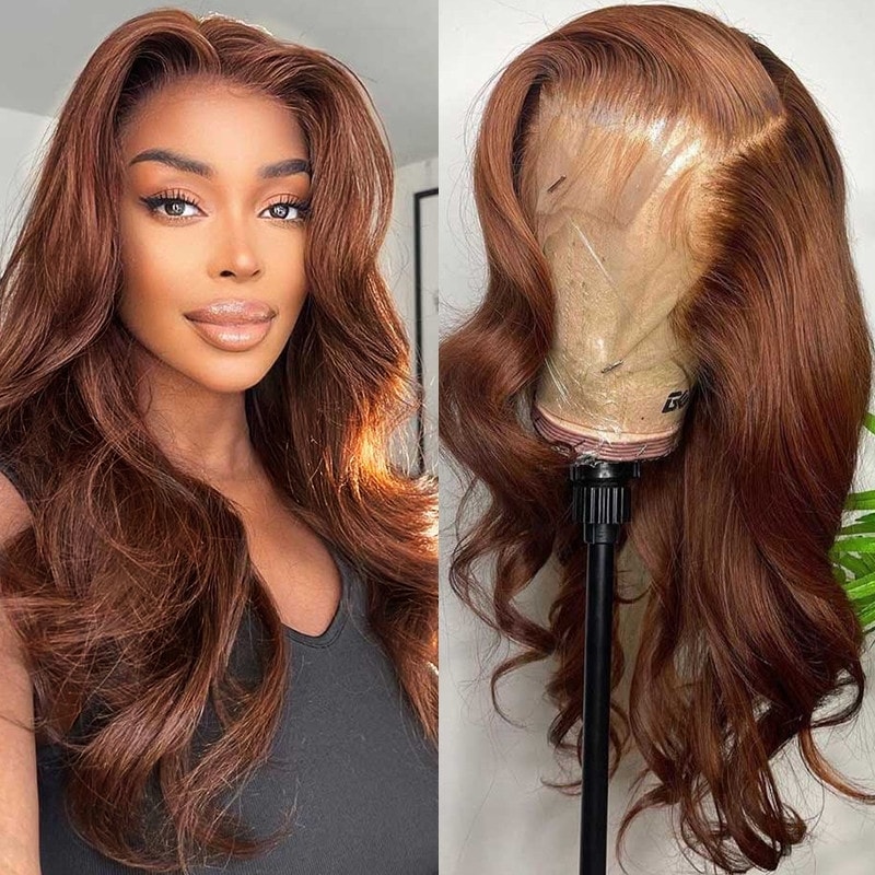 UNice Light Brown Color Long Straight Lace Front Middle Part Wigs 150 Density