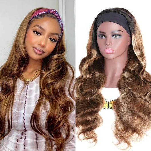 UNice Points Auction Ombre Highlight Put On And Go Headband Wig 16 Inch Human Hair Wig