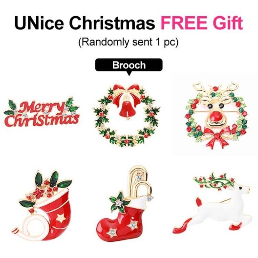 Merry Christmas Sweet Gift: UNice Christmas Crystal Brooches Cartoon Brooch Cute Deer Bells Socks Pin Badges Xmas Present