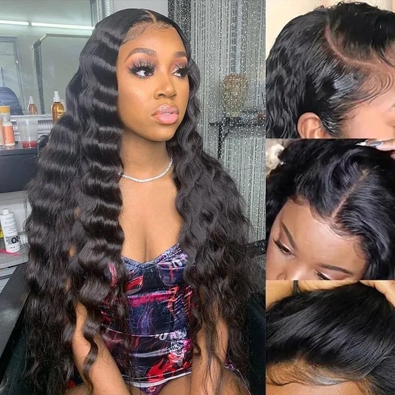UNice Affordable Deep Wave Glueless T Part Lace Front Human Hair Wig