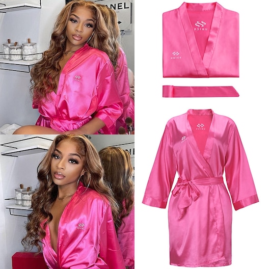 UNice Exclusive Gift Customized Pink Silk Robe