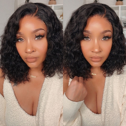 14 Inch Water Wave 4x4 Lace Closure Bob Wig